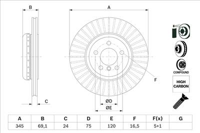 BOSCH 0 986 479 E08 - féktárcsa BMW