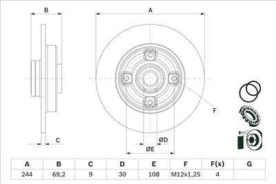 BOSCH 0 986 479 F74 - féktárcsa CITROËN DS OPEL PEUGEOT VAUXHALL