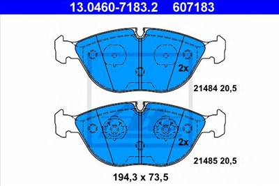 ATE 13.0460-7183.2 - fékbetét AUDI BENTLEY BMW CHRYSLER MERCEDES-BENZ ROLLS-ROYCE VW