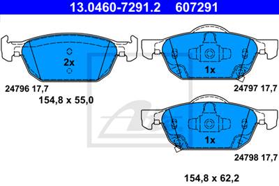ATE 13.0460-7291.2 - fékbetét HONDA