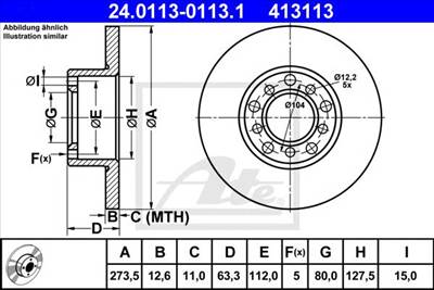 ATE 24.0113-0113.1 - féktárcsa MERCEDES-BENZ
