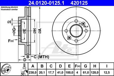 ATE 24.0120-0125.1 - féktárcsa NISSAN RENAULT