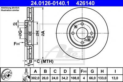 ATE 24.0126-0140.1 - féktárcsa CITROËN DS OPEL PEUGEOT VAUXHALL