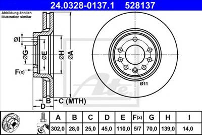 ATE 24.0328-0137.1 - féktárcsa OPEL SAAB VAUXHALL