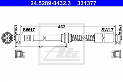 ATE 24.5289-0432.3 - fékcső VW