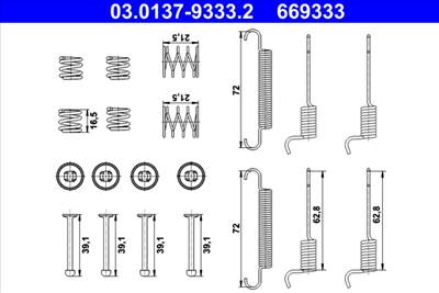 ATE 03.0137-9333.2 - tartozékkészlet, rögzítőfék pofa HYUNDAI KIA