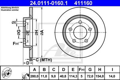 ATE 24.0111-0160.1 - féktárcsa MAZDA