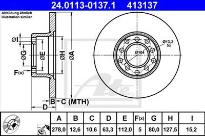 ATE 24.0113-0137.1 - féktárcsa MERCEDES-BENZ