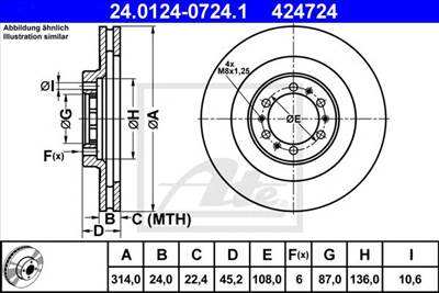 ATE 24.0124-0724.1 - féktárcsa MITSUBISHI