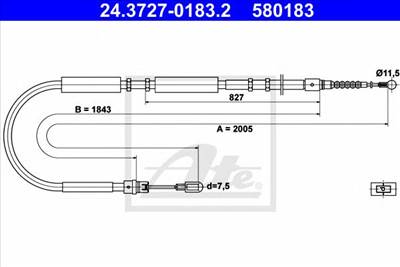 ATE 24.3727-0183.2 - Kézifék bowden AUDI