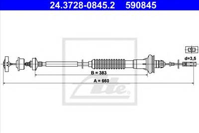 ATE 24.3728-0845.2 - kuplung bowden PEUGEOT