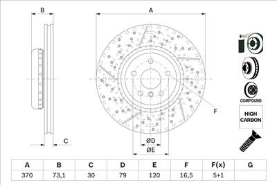 BOSCH 0 986 479 E10 - féktárcsa BMW