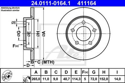 ATE 24.0111-0164.1 - féktárcsa MAZDA