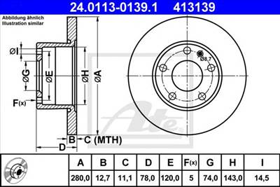 ATE 24.0113-0139.1 - féktárcsa BMW