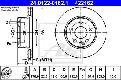 ATE 24.0122-0162.1 - féktárcsa MERCEDES-BENZ