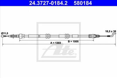 ATE 24.3727-0184.2 - Kézifék bowden VW