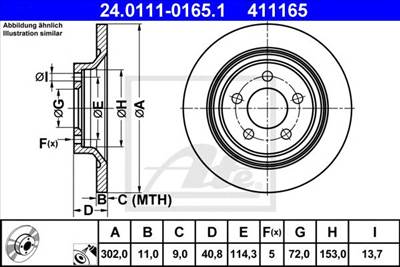 ATE 24.0111-0165.1 - féktárcsa MAZDA