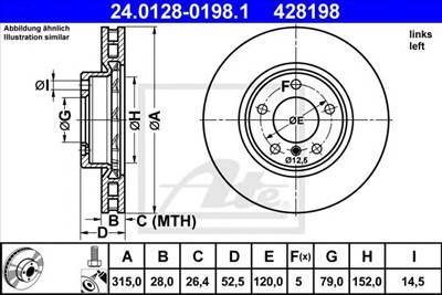 ATE 24.0128-0198.1 - féktárcsa BMW