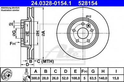 ATE 24.0328-0154.1 - féktárcsa FORD LAND ROVER VOLVO
