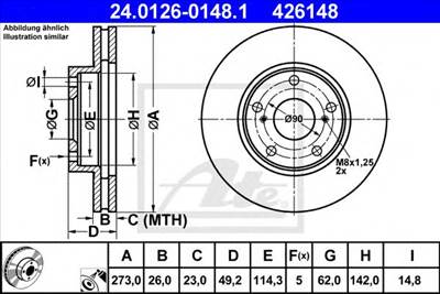 ATE 24.0126-0148.1 - féktárcsa TOYOTA