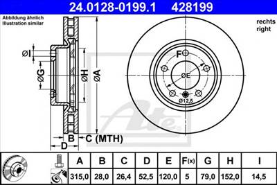 ATE 24.0128-0199.1 - féktárcsa BMW