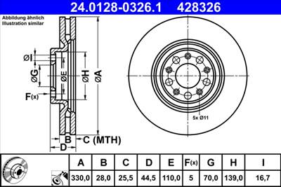 ATE 24.0128-0326.1 - féktárcsa ALFA ROMEO