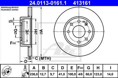 ATE 24.0113-0161.1 - féktárcsa CHEVROLET OPEL VAUXHALL