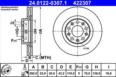 ATE 24.0122-0307.1 - féktárcsa ALFA ROMEO