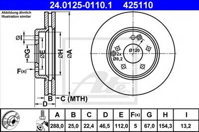 ATE 24.0125-0110.1 - féktárcsa MERCEDES-BENZ