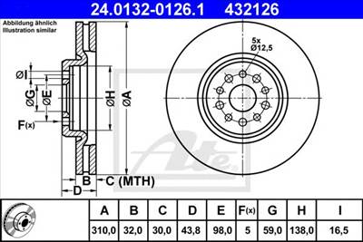 ATE 24.0132-0126.1 - féktárcsa CITROËN FIAT LANCIA PEUGEOT