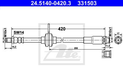ATE 24.5140-0420.3 - fékcső FORD