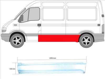 Renault Master 2003-2010 - Oldalfal alsó rész bal (teng.táv 3600 mm)
