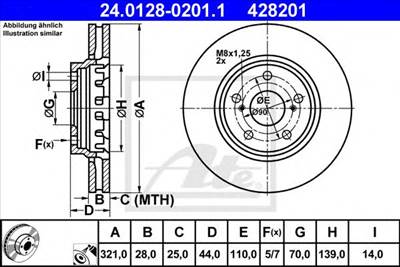 ATE 24.0128-0201.1 - féktárcsa OPEL VAUXHALL