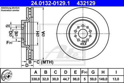 ATE 24.0132-0129.1 - féktárcsa ALFA ROMEO