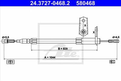 ATE 24.3727-0468.2 - Kézifék bowden MERCEDES-BENZ