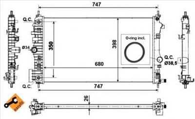 NRF 53777 - Vízhűtő (Hűtőradiátor) CHEVROLET OPEL SAAB VAUXHALL