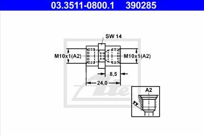 ATE 03.3511-0800.1 - adapter, fékcső