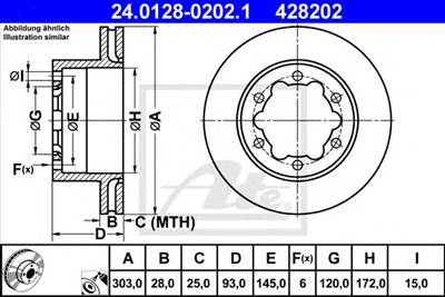 ATE 24.0128-0202.1 - féktárcsa MERCEDES-BENZ VW