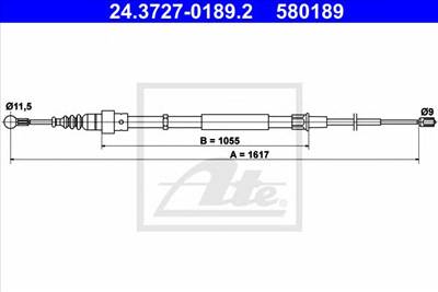 ATE 24.3727-0189.2 - Kézifék bowden AUDI