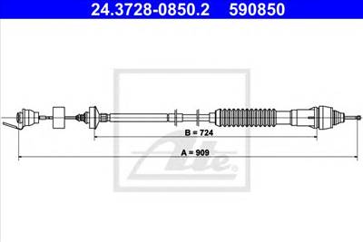 ATE 24.3728-0850.2 - kuplung bowden CITROËN PEUGEOT