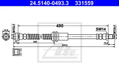 ATE 24.5140-0493.3 - fékcső MERCEDES-BENZ