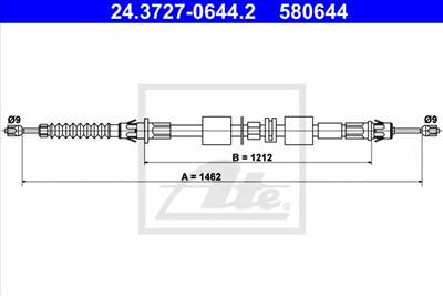 ATE 24.3727-0644.2 - Kézifék bowden FORD