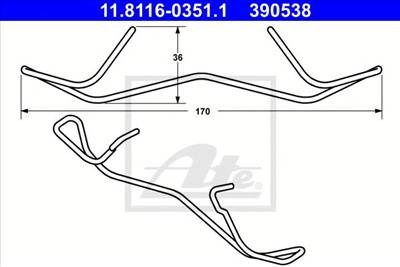 ATE 11.8116-0351.1 - Rugó, féknyereg AUDI CITROËN PEUGEOT RENAULT SEAT SKODA VW
