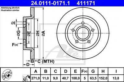 ATE 24.0111-0171.1 - féktárcsa FORD