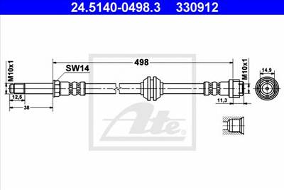 ATE 24.5140-0498.3 - fékcső MERCEDES-BENZ