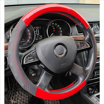 Kormányvédő 37-39cm, műbőr, fekete-piros, Autolife 203-9