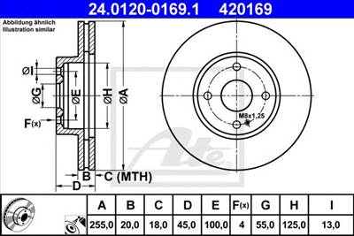 ATE 24.0120-0169.1 - féktárcsa MAZDA