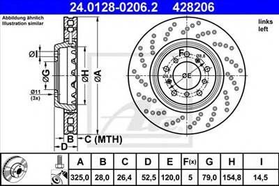 ATE 24.0128-0206.2 - féktárcsa BMW