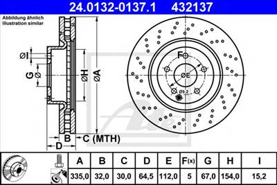 ATE 24.0132-0137.1 - féktárcsa MERCEDES-BENZ