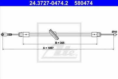 ATE 24.3727-0474.2 - Kézifék bowden MERCEDES-BENZ